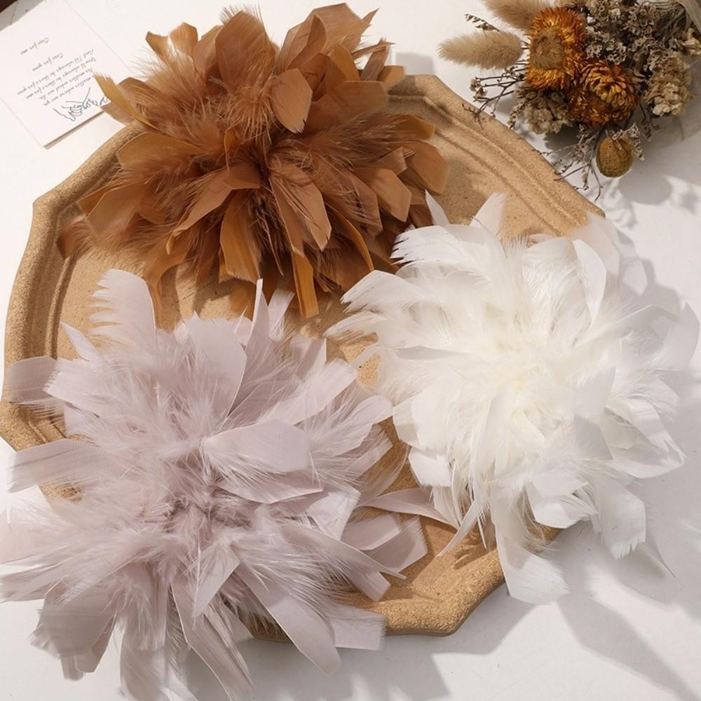 17cm Large Artificial Flower for Brooch Feather DIY Jewelry Simulated Flower Brooch Accessories Luxury Style Hair Accessories