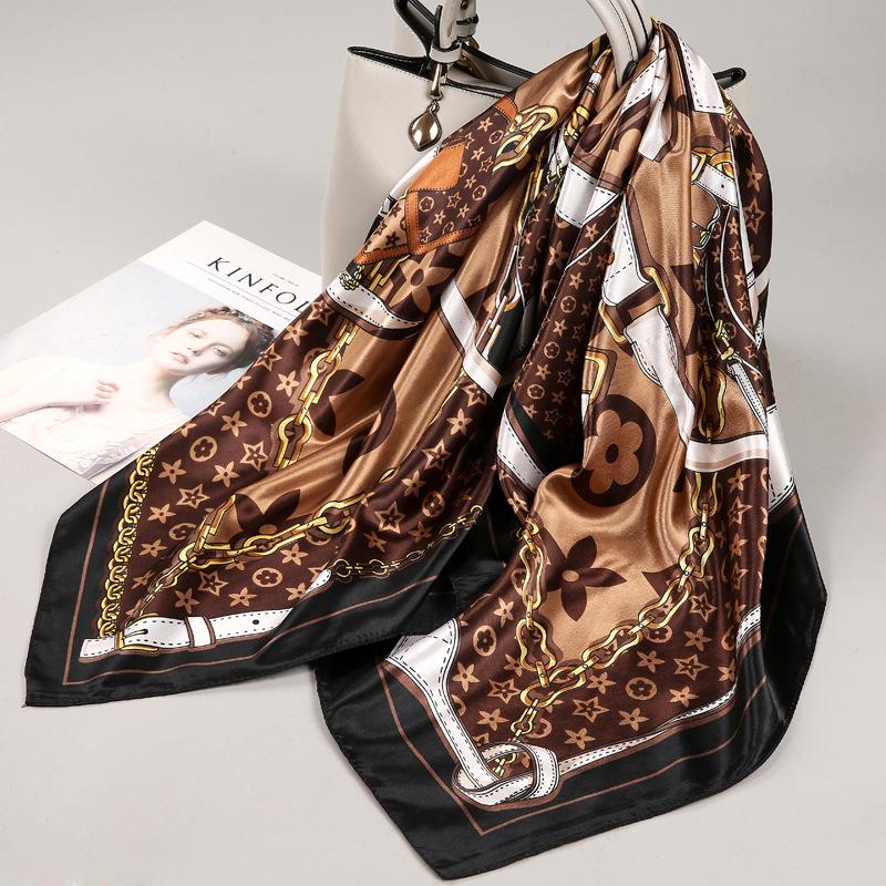 Women Silk Square Scarf Lady Bandana Head Wrap Shawl Satin Foulard Female Large Hijab Neckerchief Scarves Pashmina Headband