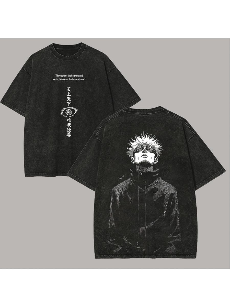 Jujutsu Kaisen Gojo Satoru Grafisch T-shirt Vintage Gewassen Korte Mouw Tee 2XL white