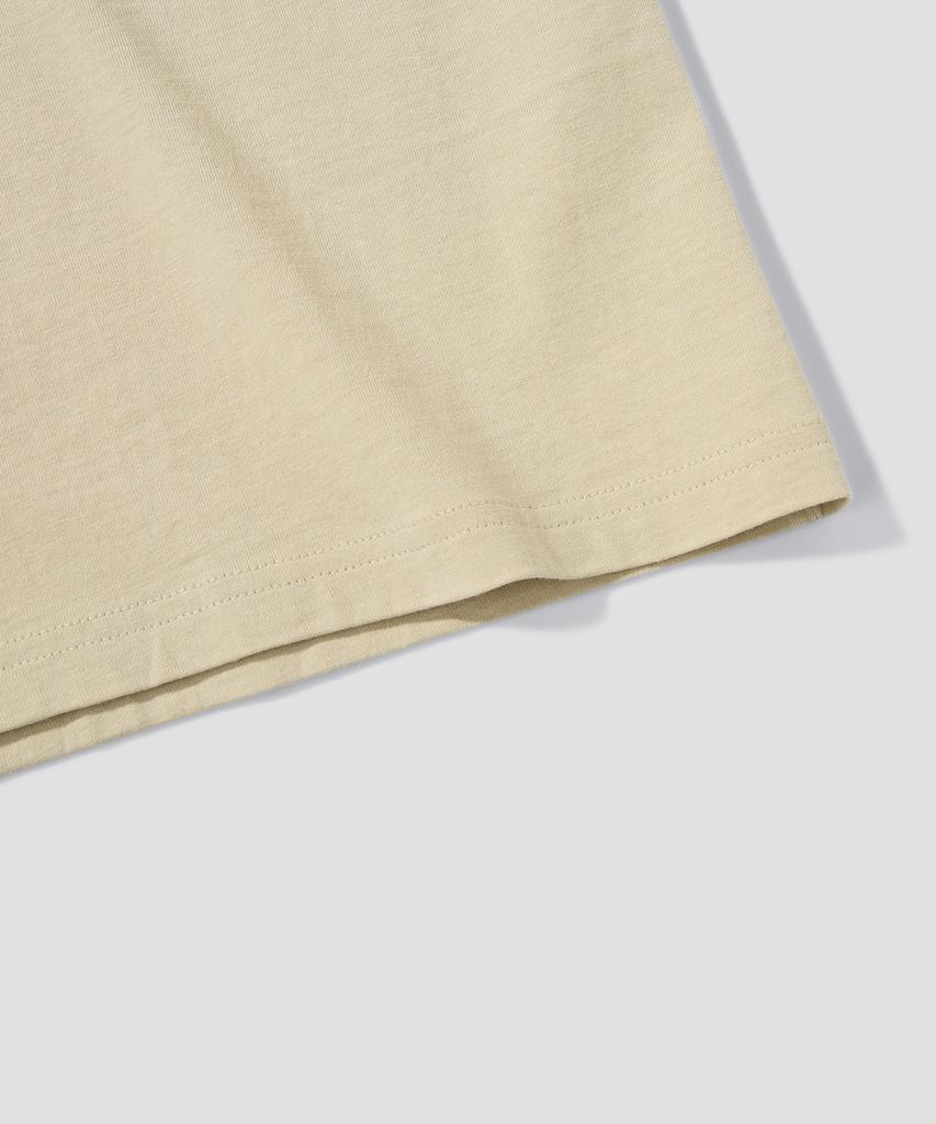 AGOD Oversized Vintage Rugby Short Sleeve T-Shirt [Light Beige]