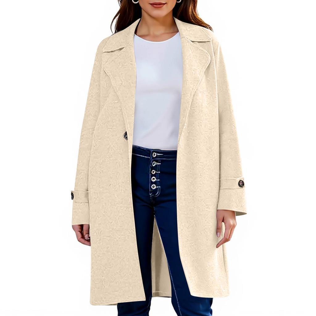 Women's Fashion Jacket Casual Solid-color Long-sleeved Cardigan Long Coat