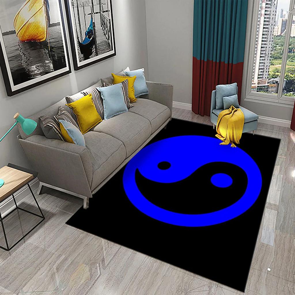 3D Yin Yang Carpet Black and White Rugs Bathroom Door Non-slip Mat Porch Living Room Kitchen Door Mat Bedroom Balcony Decor Mat