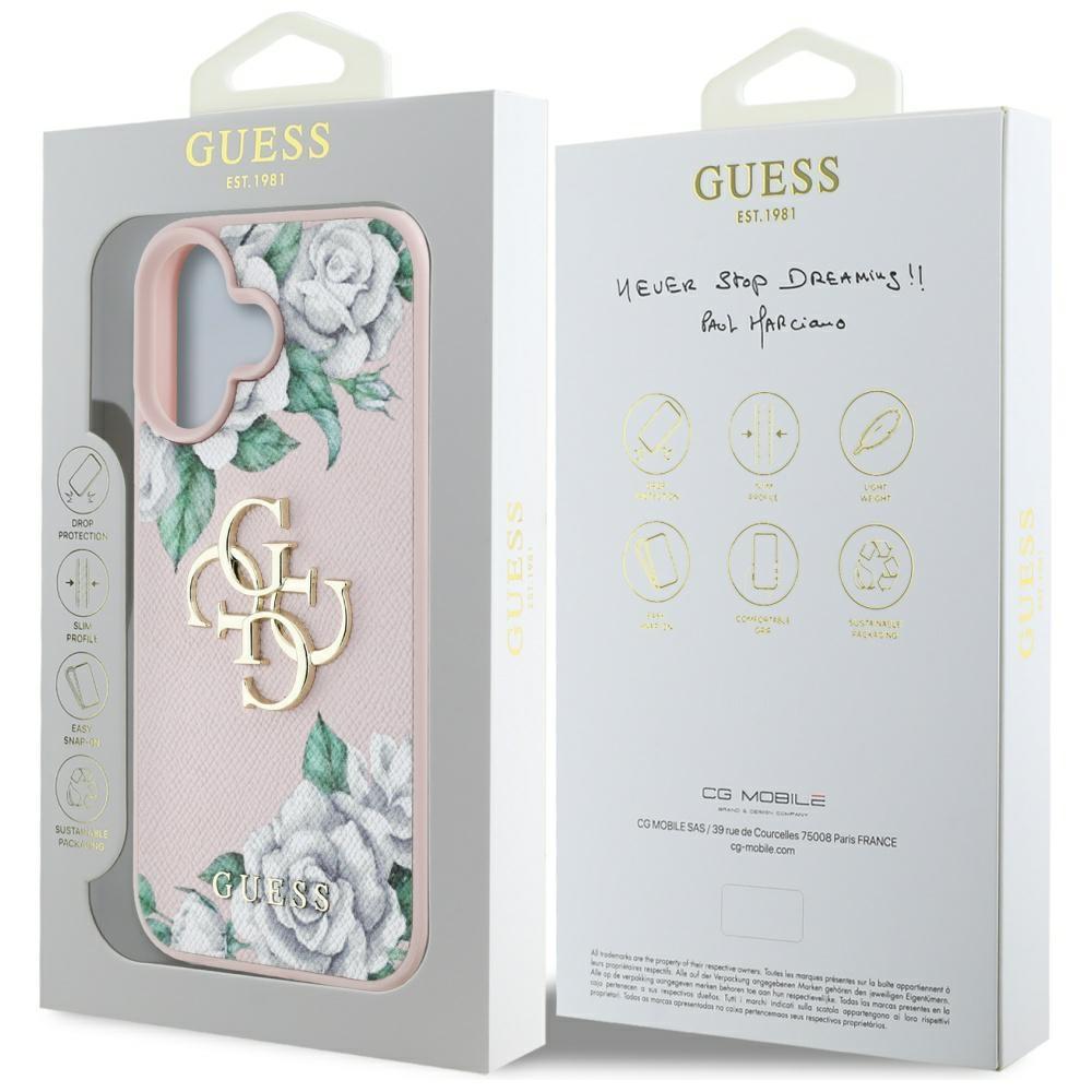 Etui Guess Grained Roses Big 4G Logo Do  Iphone 16 Różowy