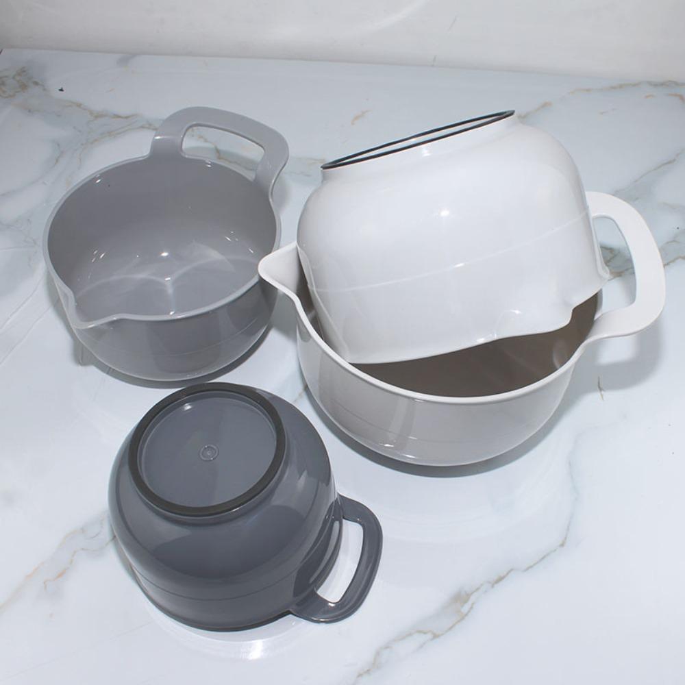 4pcs/set with Pour Spout Mixing Bowl Set with Handle Snacks Basin Baking Tool Salad Bowl  Fruits