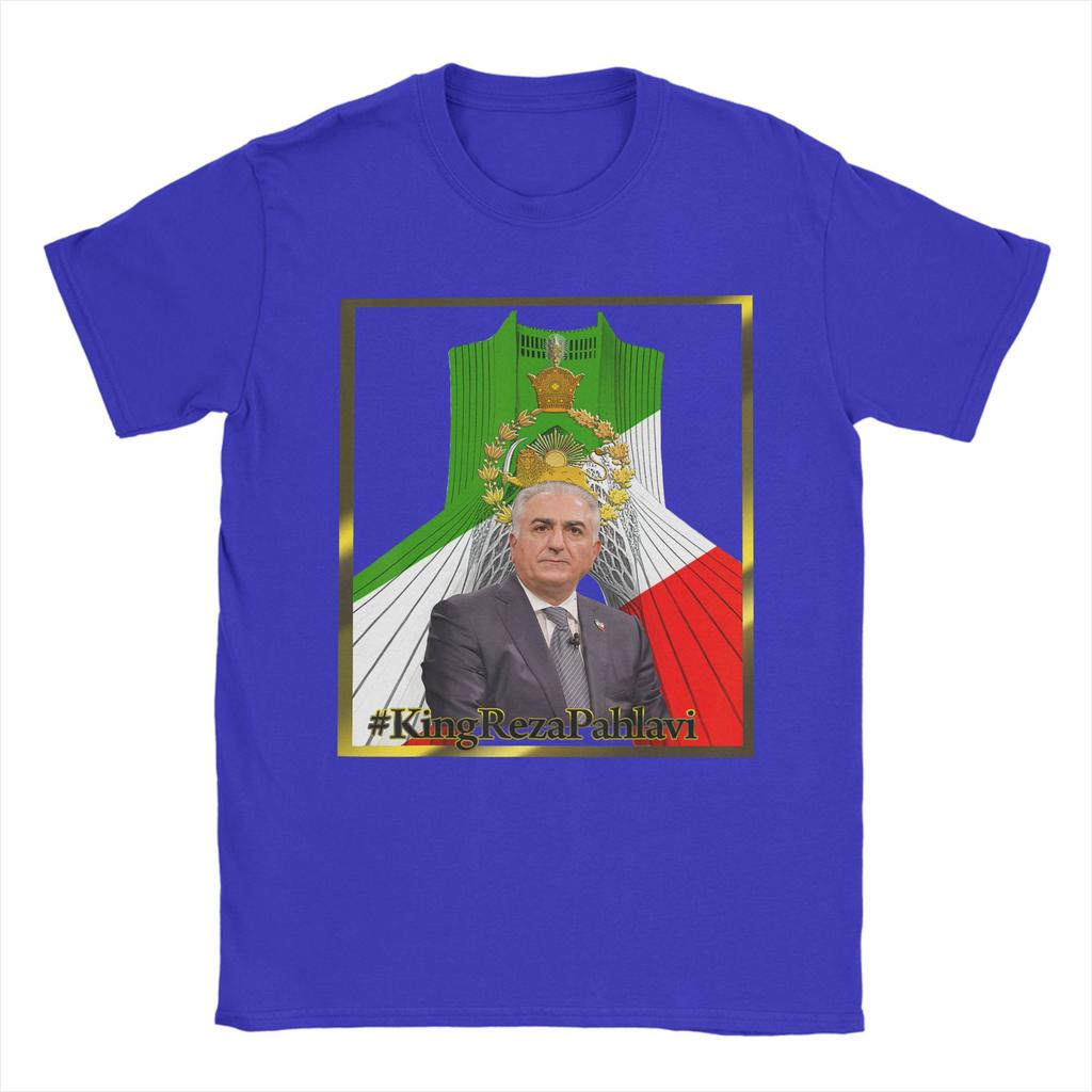 Crown Prince Reza Pahlavi with SHAHYAD TOWER TShirt Unisex Vintage Cotton Tee Shirt O Neck Short Sleeve T Shirt Original Clothing