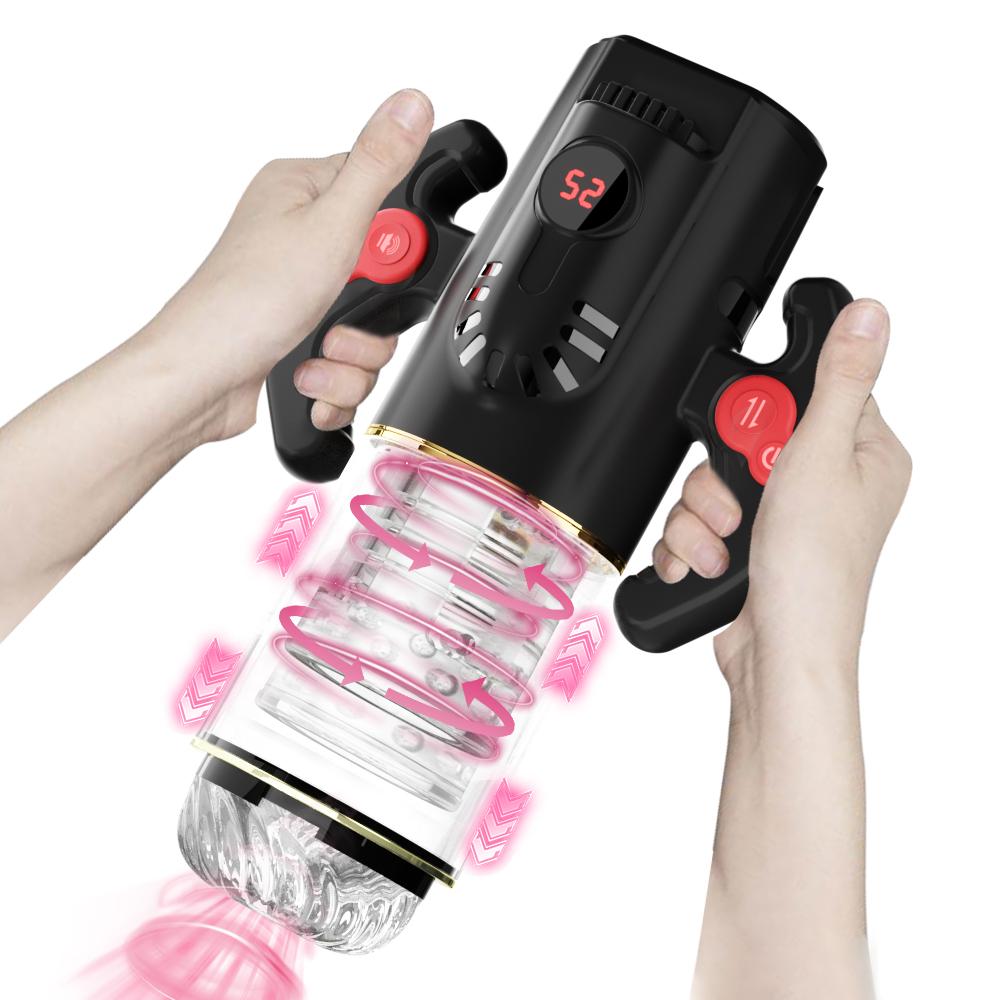 New Automatic Male Masturbator 9 Thrust Rotating Sucking with Handle Oral Sex Masturbation Vagina Pocket Vulva Penis Sex Machine Toy Adults 18+