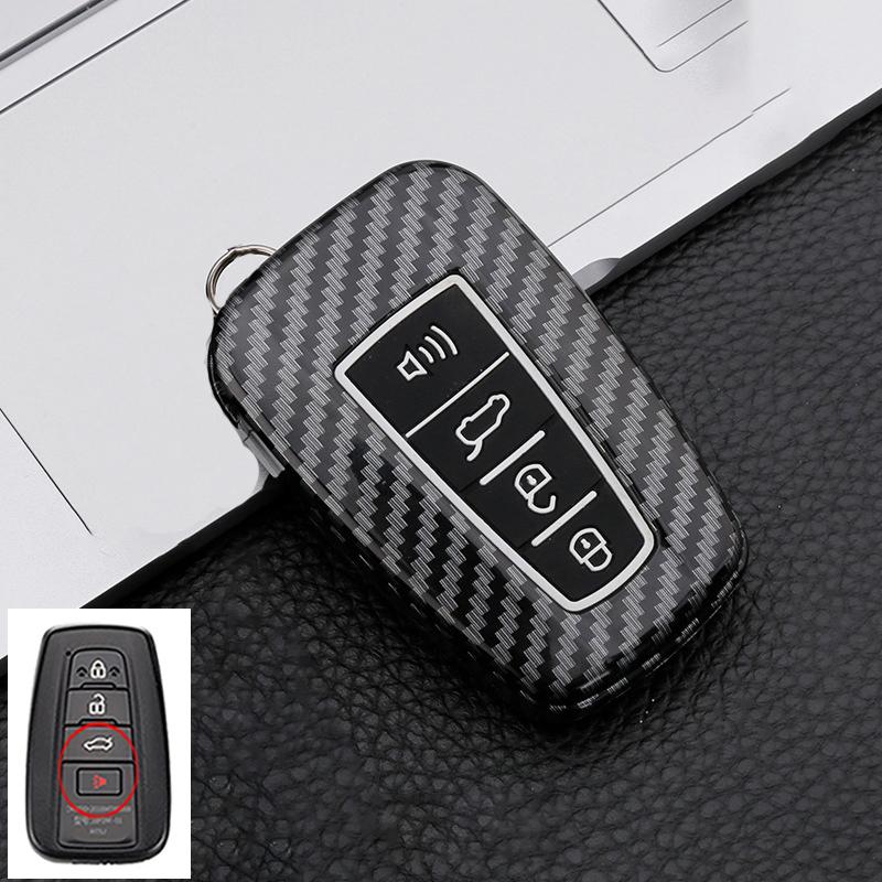 Carbon Fiber Auto Key Fob Case Cover Fit For Toyota C-Hr Chr Rav4 Rav 4 Corolla Camry Avalon Land Cruiser Prado Prius