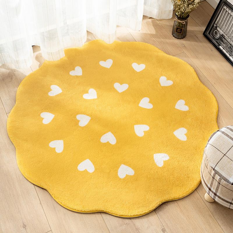 Nordische Stijl Woonkamer Decoratie Pluche Tapijt Pluizig Zacht Baby Kruiptapijt Verdikt Rond Tapijt Onregelmatige Tapijten voor Slaapkamer 80x80CM
