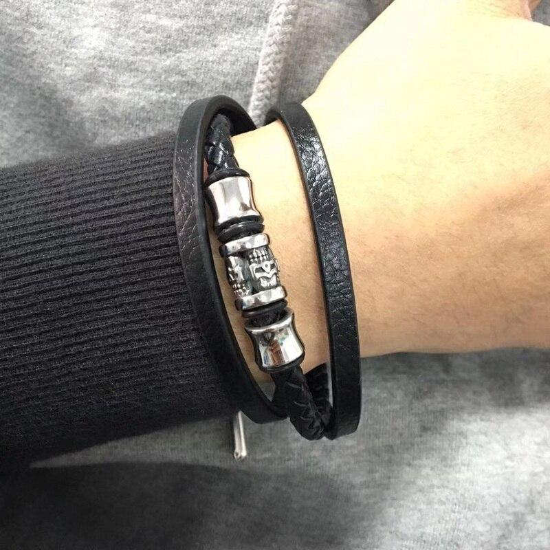 Fashion Multilayer Bracelets Bangles For Men Stainless Steel Clasp Bracelet Punk Skull Bracelet Fashion Bangles Jewelry