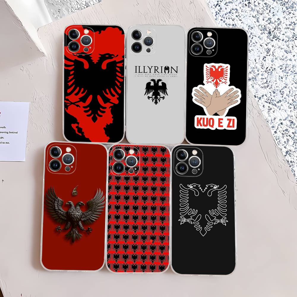 Albanian Flag Map Transparent Phone Case For IPhone 16 15 14 13 12 11 Pro Max Plus Soft Cover