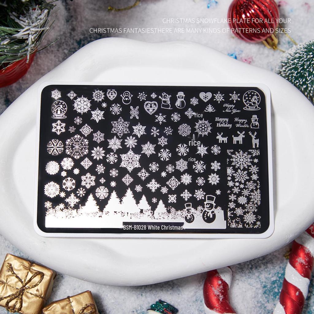 Christmas Nail Art Stamping Plates - Star and Bow Patterns, Transparent Steel Plates