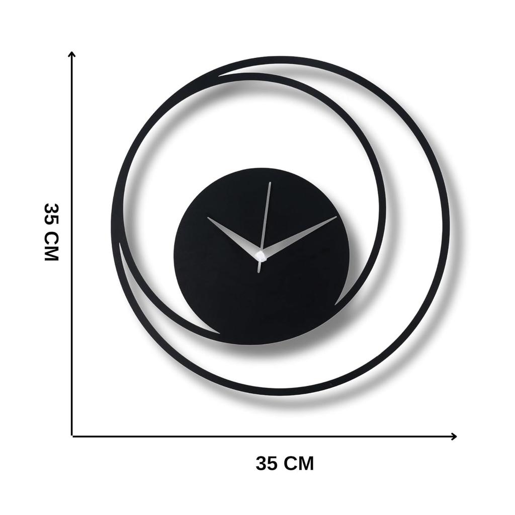 Ceas de Perete pentru Casă, Birou, Living, Dormitor, Cameră Copii și Bucătărie | Decor Acasă Elegant și Modern | (35 X 35 Cm) | Culoare Neagră (Baterie inclusă)