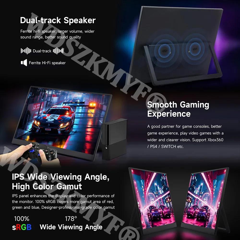 144HZ/60HZ 15,6palcový přenosný monitor 1080P 16:9 Sekundární displej pro mobilní telefon PC Loptop XBox PS4 / 5 Switch Rozšíření