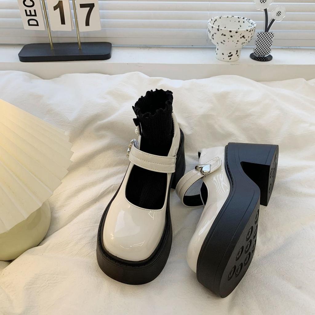 Round Head Platform Single Shoes Women's White College Style Small Leather Shoes Versatile British Loafers 2025 Dress Shoes Jk Shoes