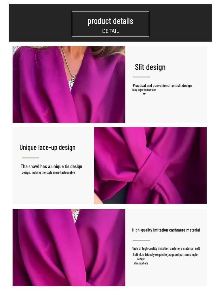 European and American Autumn/Winter Shawl Cloak - Slimming, Warm, Solid Color, Versatile Coat