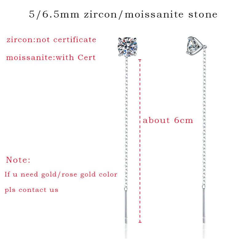 Smyoue 5/6.5mm Tassel Round Cut Moissanite Drop Earring for Women Classic Four-claws Lab Diamond Ear Jewelry 925  Silver