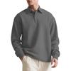 Men's Textured Jacquard Solid-Colour Button-Down Polo Shirt with Collar New Style Long-Sleeved Oversized Sweatshirt