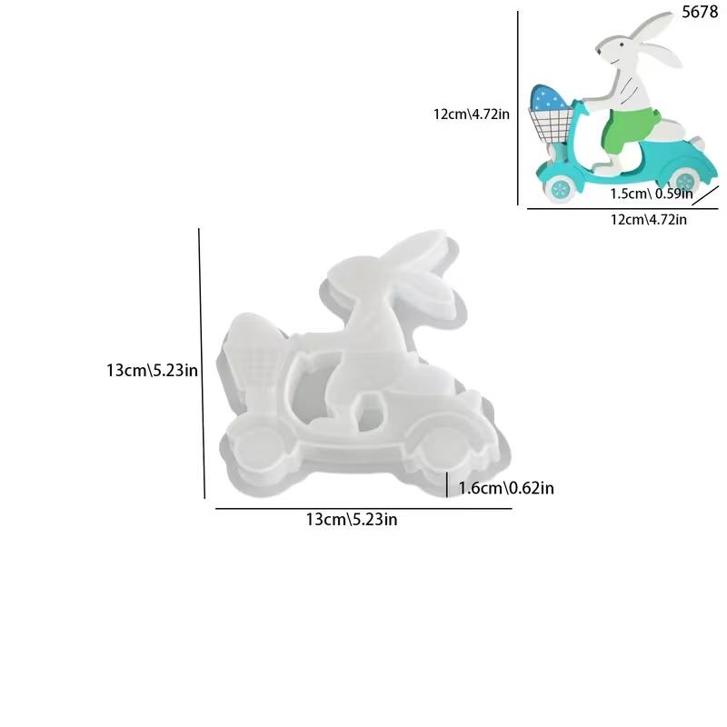 2026New Easter Candle Mold Cross-Border Bestseller Silicone Mold DIY Driving Bunny Electric Car Small Car Carrot Car Rabbit