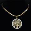 Tree Of Life Pendant Necklace Women Gold Crystal Stainless Steel Jewelry Elegant Gift For Her