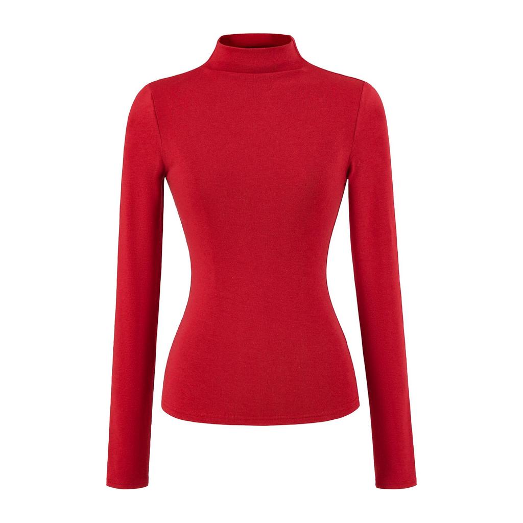 Autumn Winter Brushed Half-High Collar Slimming Pullover Long Sleeve Top 2025