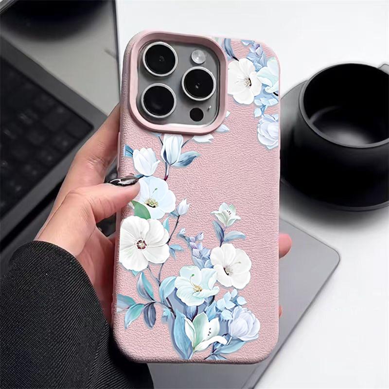 Matte TPU Leather Texture Slim Phone Case For iPhone 16 Pro Max 15 Pro 14 13 12 11 Bowknot Pattern Shockproof Soft Bumper Cover