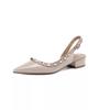 Spring and summer new thick heel rivet pointed single shoes femininity straps willow shoes nude middle heel bag head sandals
