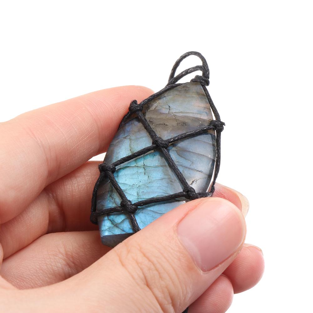 Dragons Heart Labradorite Necklace Natural Stone Pendant Wrap Braid Yoga Macrame Necklaces Men Women Energy Necklace Jewelry