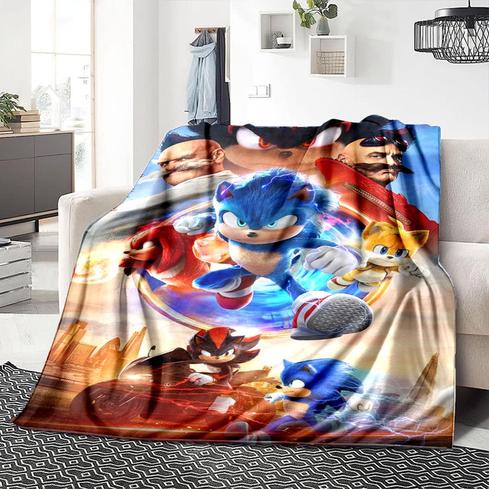 1Pc Sonic Adventure Team Sonic Blanket For Couch Bed Plush Cozy Fuzzy Blanket Super Soft Warm Blankets For Fall And Winter 0918237