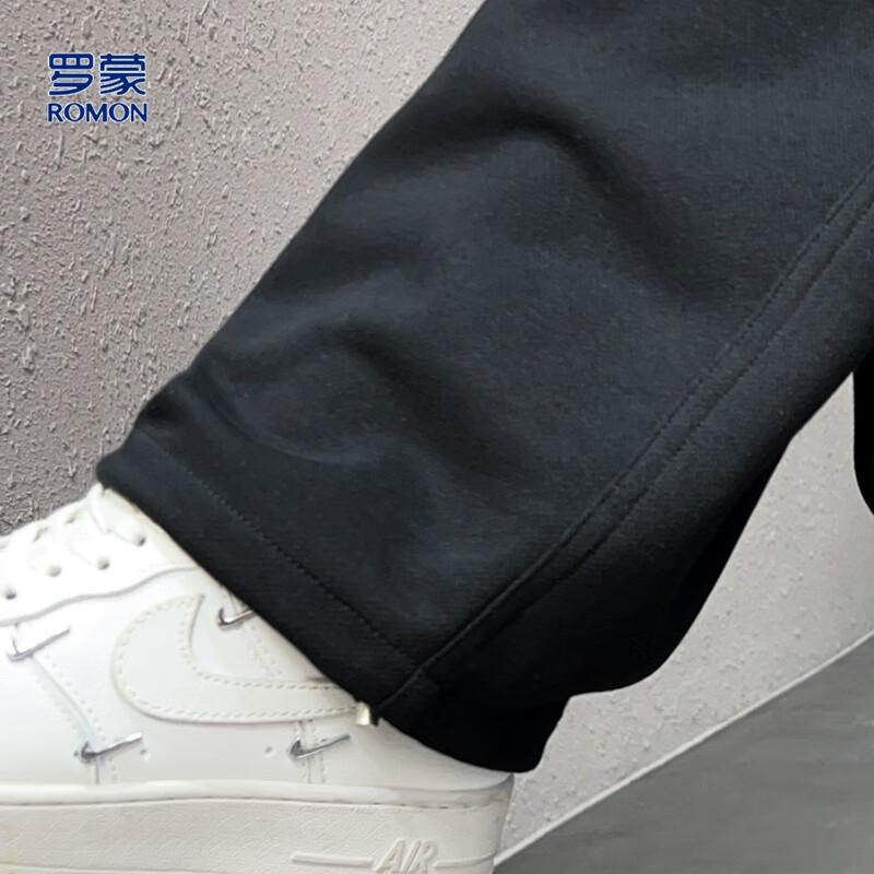 ROMON Men's Solid Color Drawstring Casual Long Pants