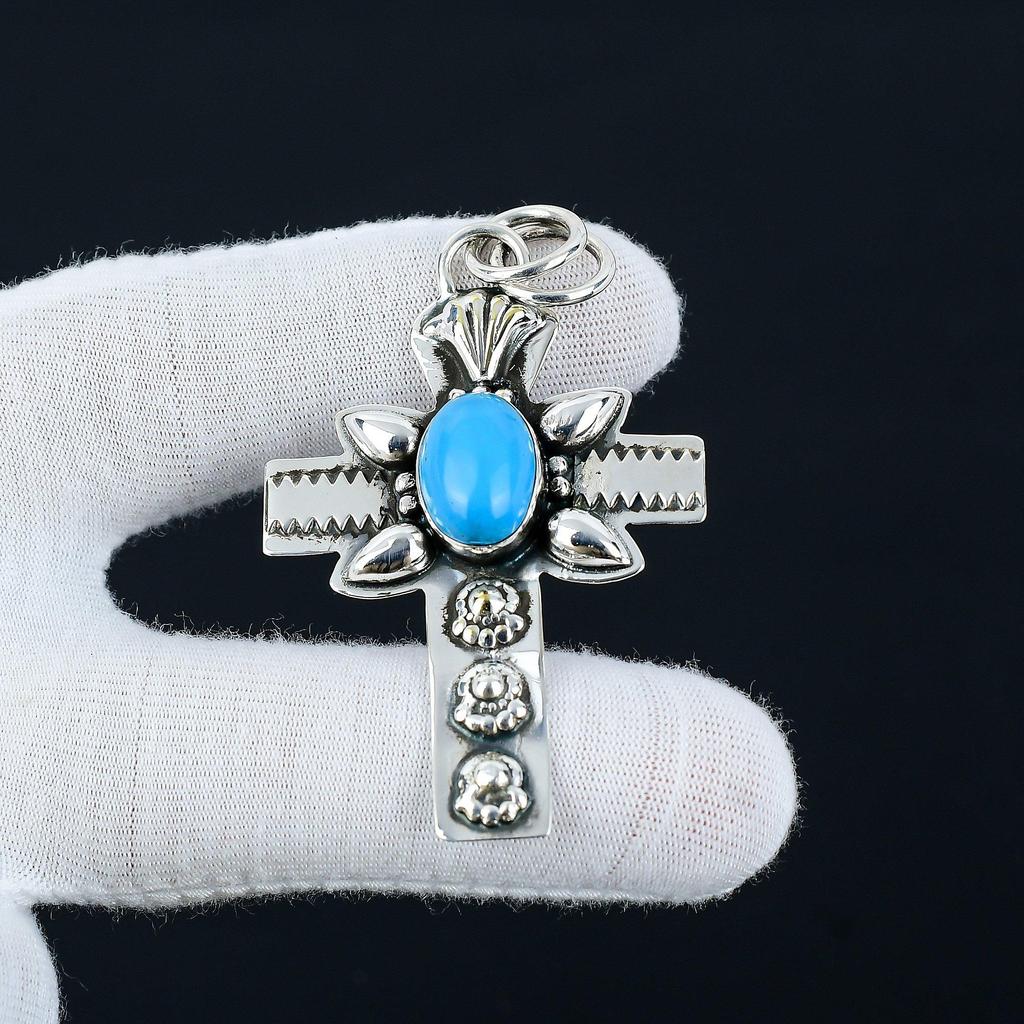 Sleeping Beauty Turquoise Natural Pendant, 925 Sterling Silver Pendant, Turquoise Jewelry Necklace Pendant, Valentine Gifts, Mother Day Gift