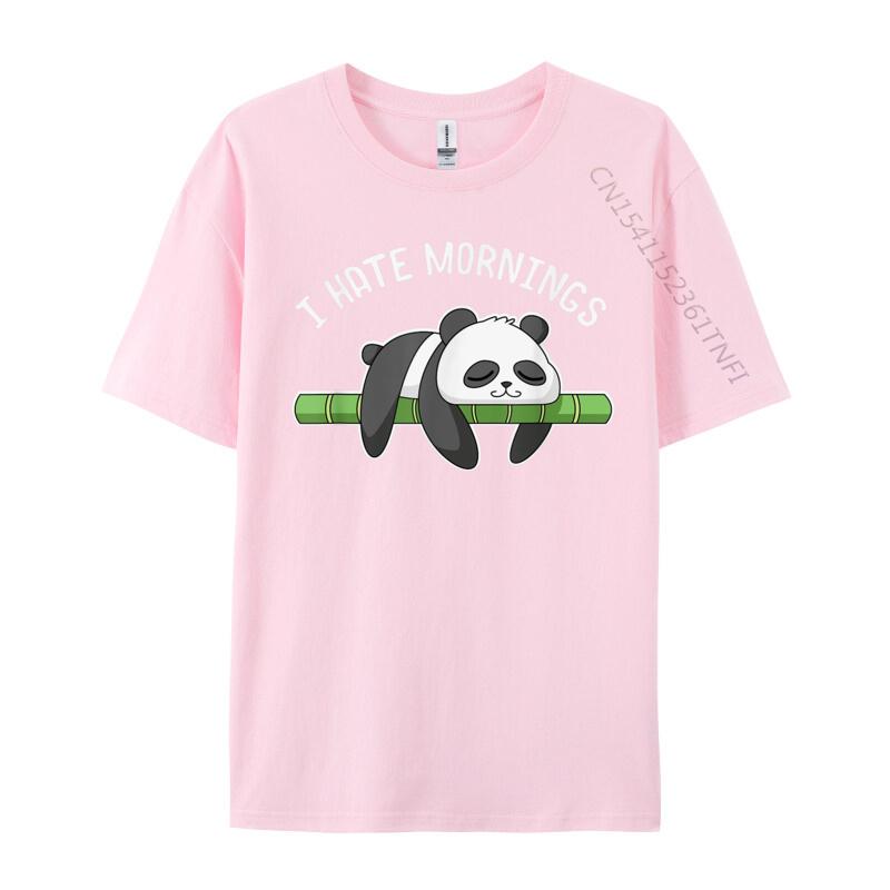 Lazy Panda Gifts I Hate Mornings Summer Hip Hop Tops Tees For Unisex Hip Hop Camisa Premium Cotton T Shirts Top Tshirts