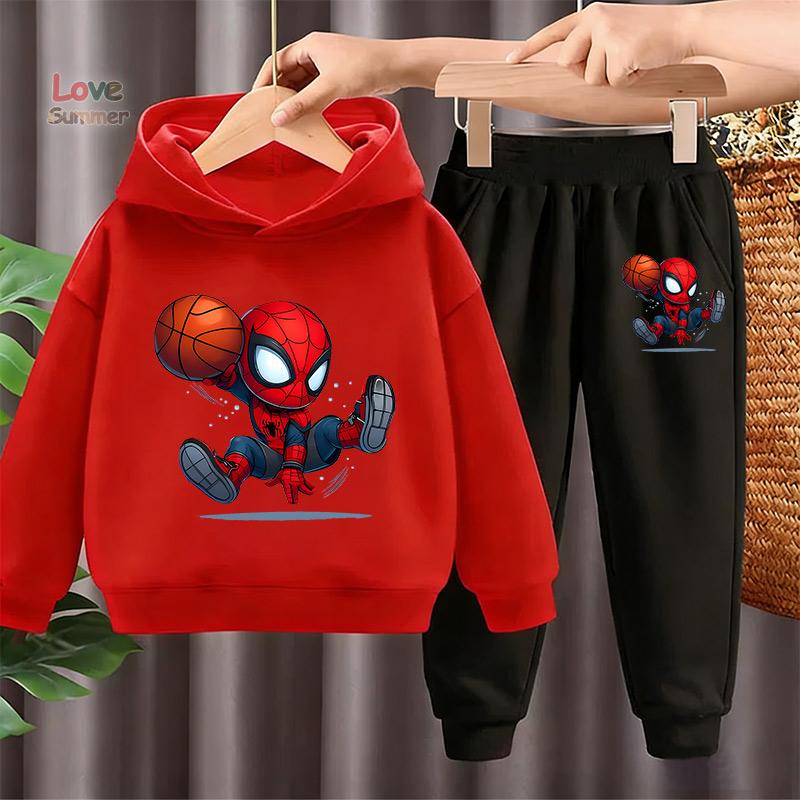 Spider-Man Kinder HoodieS+Hose 2-teiliges Set Marvel Kinder Cosplay Jungen Pullover Sweatshirt Kinderkleidung 4-14 J