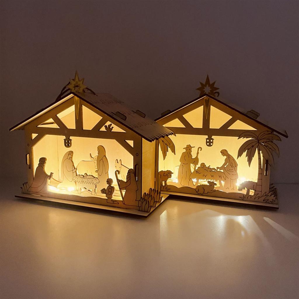 Artistic Wood Moon And Star Display Ornament With LED Light Perfectly For Personalizing Home Decoration