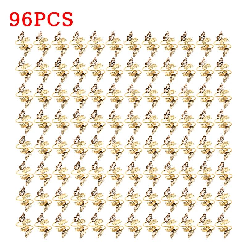 96PCS Three-dimensional hollow butterfly napkin buckle metal butterfly napkin ring hotel mouth cloth ring fashion napkin ring