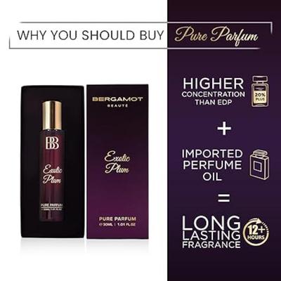 Bergamot Beaute EXOTIC PLUM Pure Parfum | Plum, Honey & Vanilla | 12+ Hrs Long Lasting Perfume for Women | Higher Concentration Than EDP 30ML