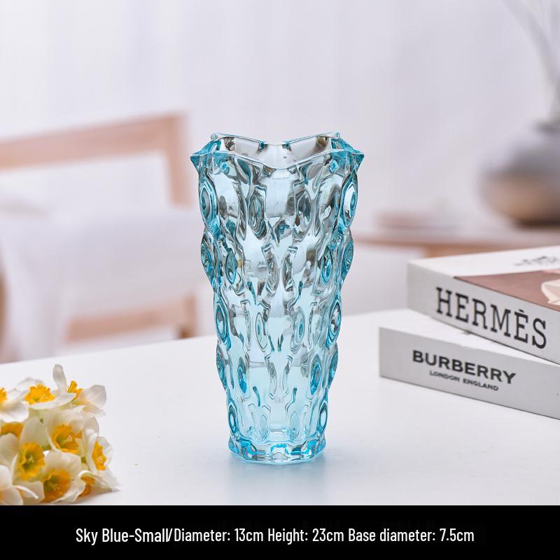 Vază Nordică din Sticlă de Cristal, Diametru Mare pentru Flori Proaspete și Plante Verzi, Decor Elegant pentru Casă și Hotel.