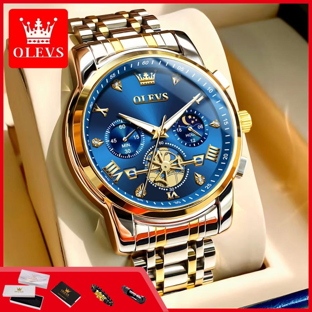 OLEVS 2856 Best Seller Man Watch 24H Moon Phase Chronograph Waterproof Luminous Original Luxury Brand Quartz Wristwatch for Men