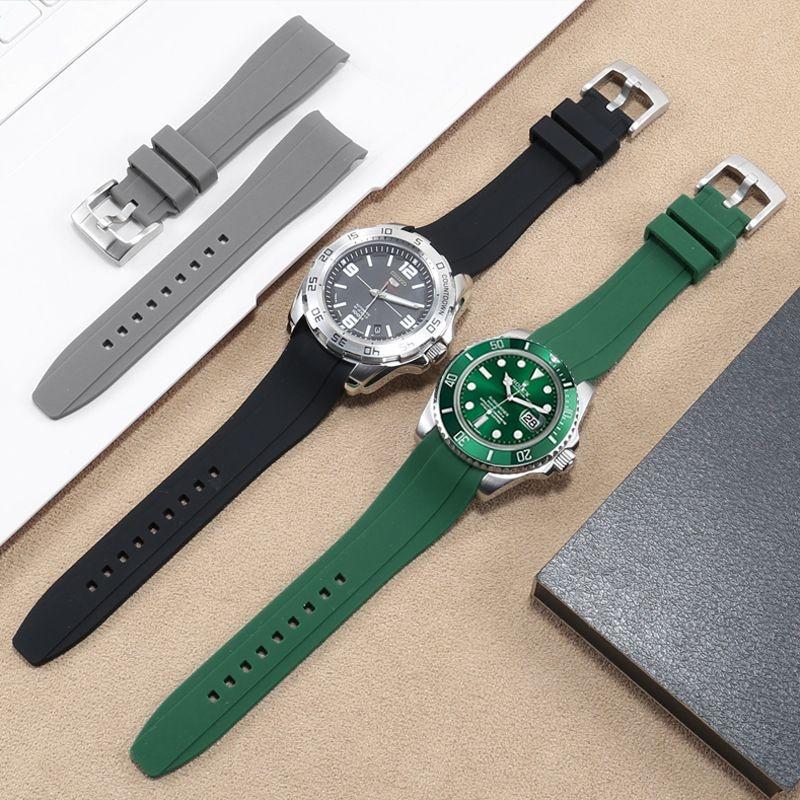 Kautschuk Silikon Armband für Citizen Tissot Seiko Rolex Gebogenes Ende Sport Wasserdicht Uhrenarmband Orange Armband 18/19/20/21/22mm