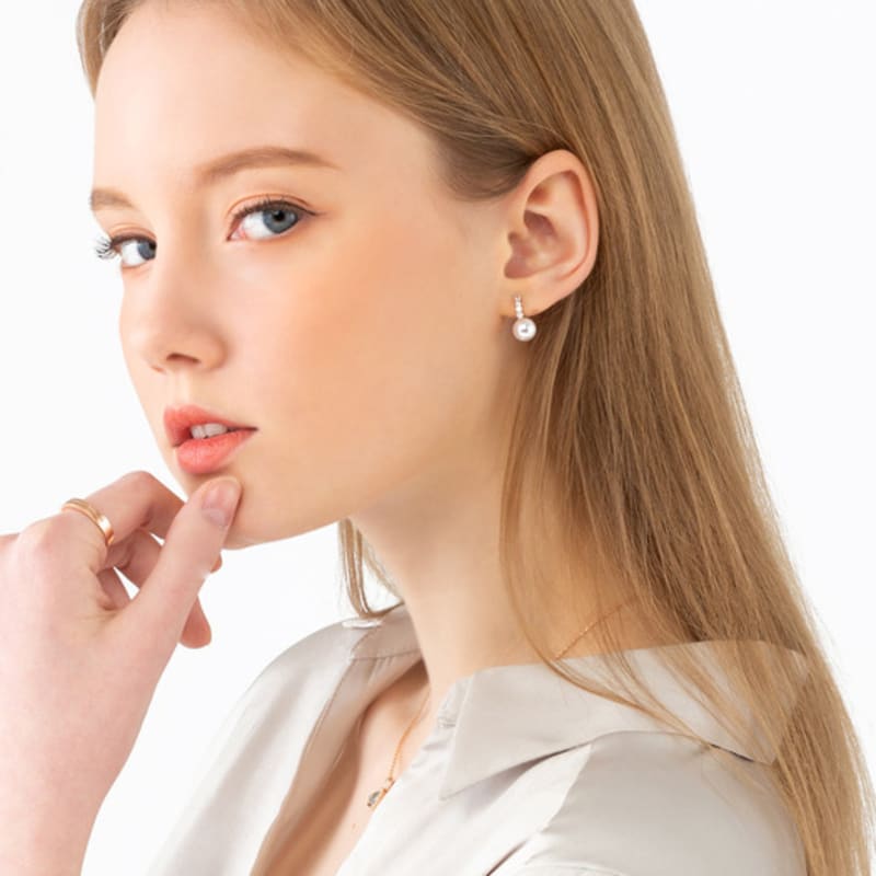 ELLE Jewelry 14K Bling Pearl One-Touch Earrings (Gold Pin) ELGPEE362