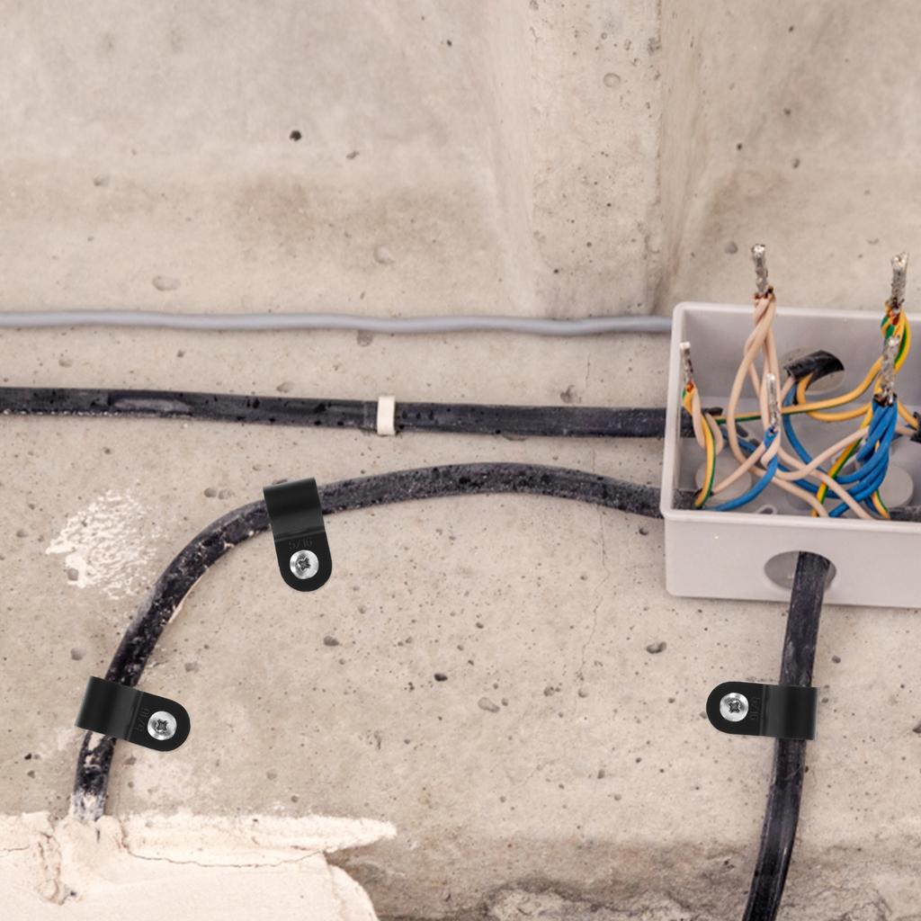 100 Peças Organizadores de Cabos de Nylon Tipo R com Clipe para Cabos, Suportes para Cabos, Clips de Montagem Autoperfurantes, Clips de Gerenciamento, Cabo Telefônico, Viagem