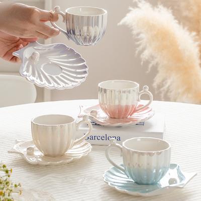 Ceramiczny kubek w kształcie płatka Kreatywny prosty kubek do kawy spodek Biuro popołudniowa herbata Wysokiej klasy naczynia do napojów Wysokiej klasy akcesoria kuchenne