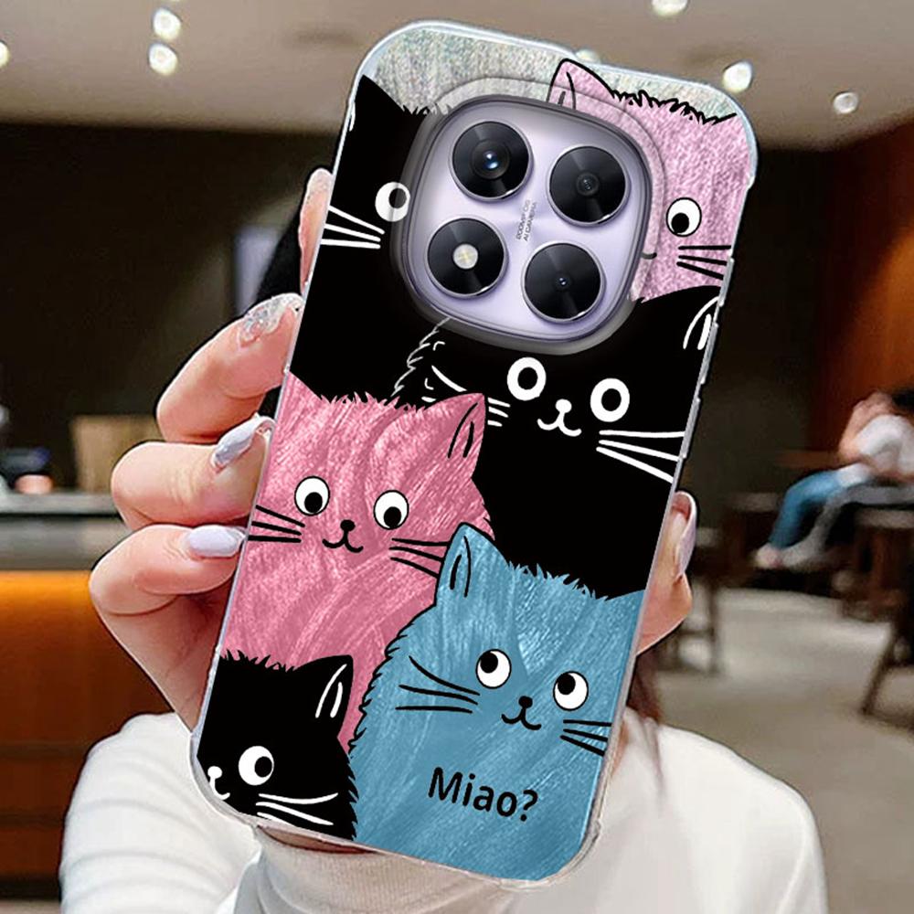 MultMultiple ones Gradient Colored Cat Phone Cases For Xiaomi Redmi Note 14 13 Pro 14C 13C A5 A3 14t Silicone Couple Funda Cover