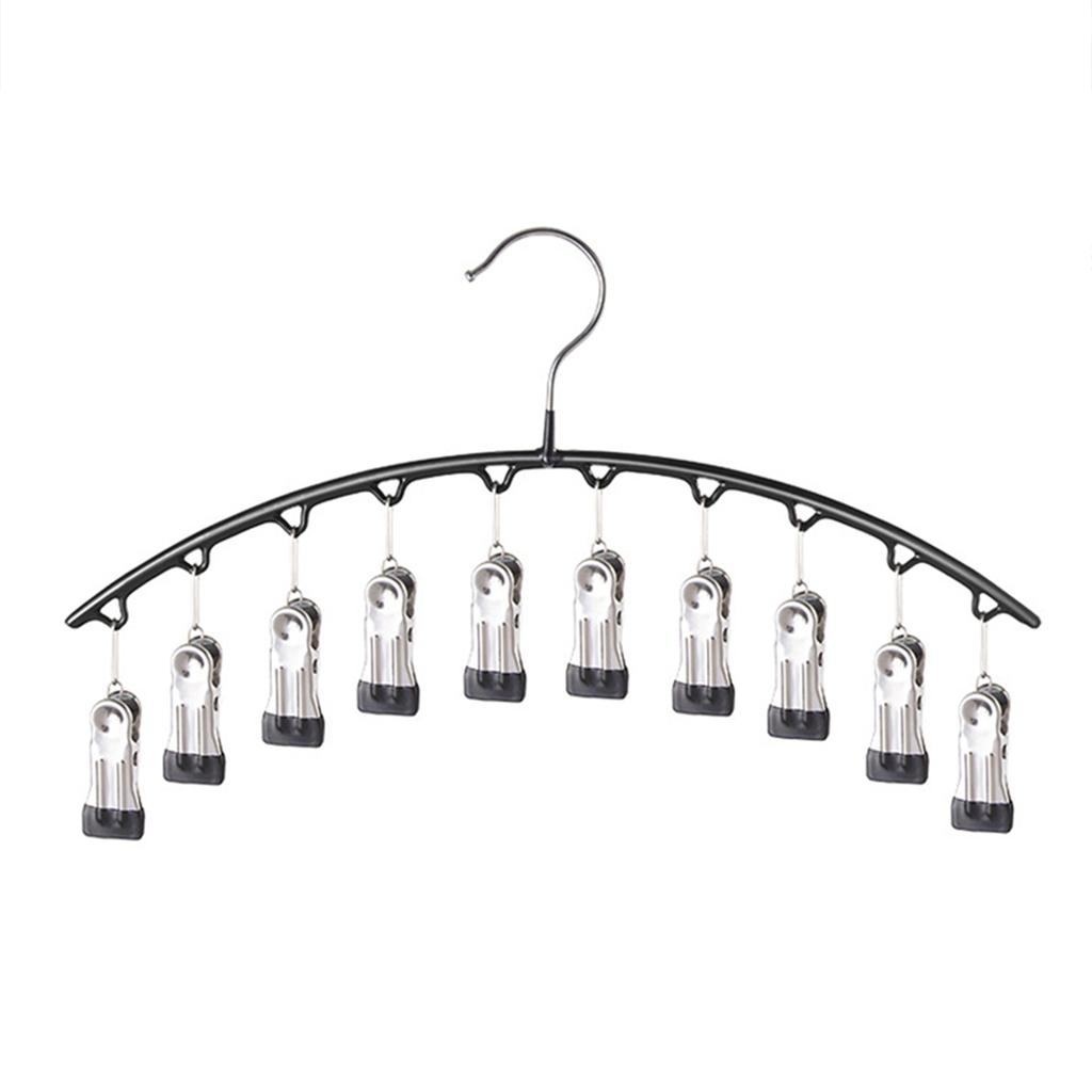Sockenständer aus Edelstahl, platzsparender Hänge-Schrankorganizer mit 10 Klemmen, rutschfester Kleiderbügel aus Metall für Hosen, Hüte