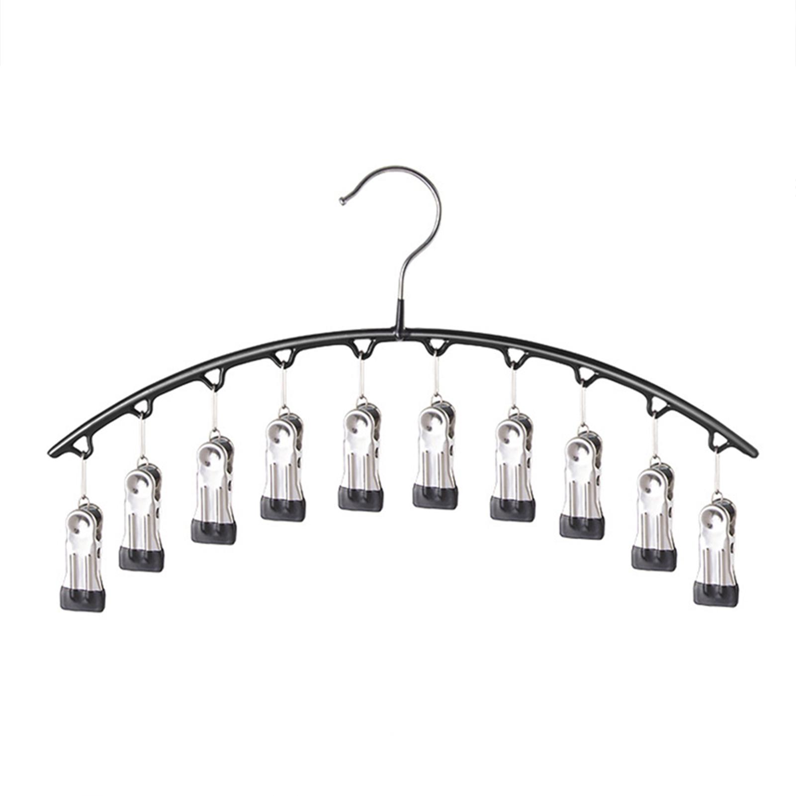 

Сушилка для носков из нержавеющей стали, экономящий место подвесной органайзер для шкафа с 10 зажимами, металлическая нескользящая вешалка для брюк и шляп