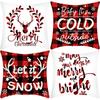 New Christmas Elk Santa Line Print Pillow Home Sofa Cushion Cover