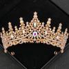 Gold AB Crystal Tiaras And Crowns Rhinestone Prom Diadem Crown For Women Bridal Wedding Hair Accessories Jewelry Crown Tiara