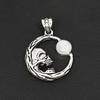 925 Sterling Silver Crescent Moon Skull Pendant for Men & Women Witchy Boho Jewelry with Rainbow Moonstone Gemstone
