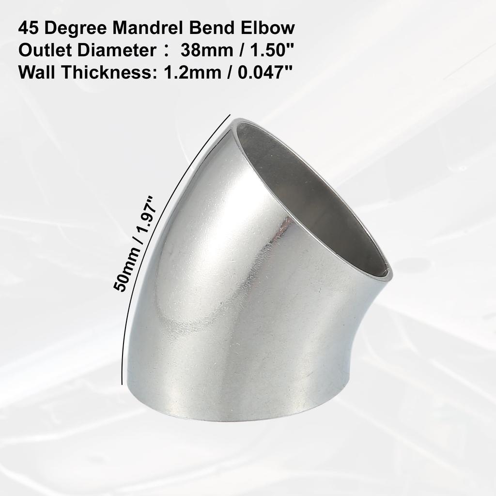 X AUTOHAUX Mandrel Bend Exhaust Elbow Pipe SS304 Stainless Steel