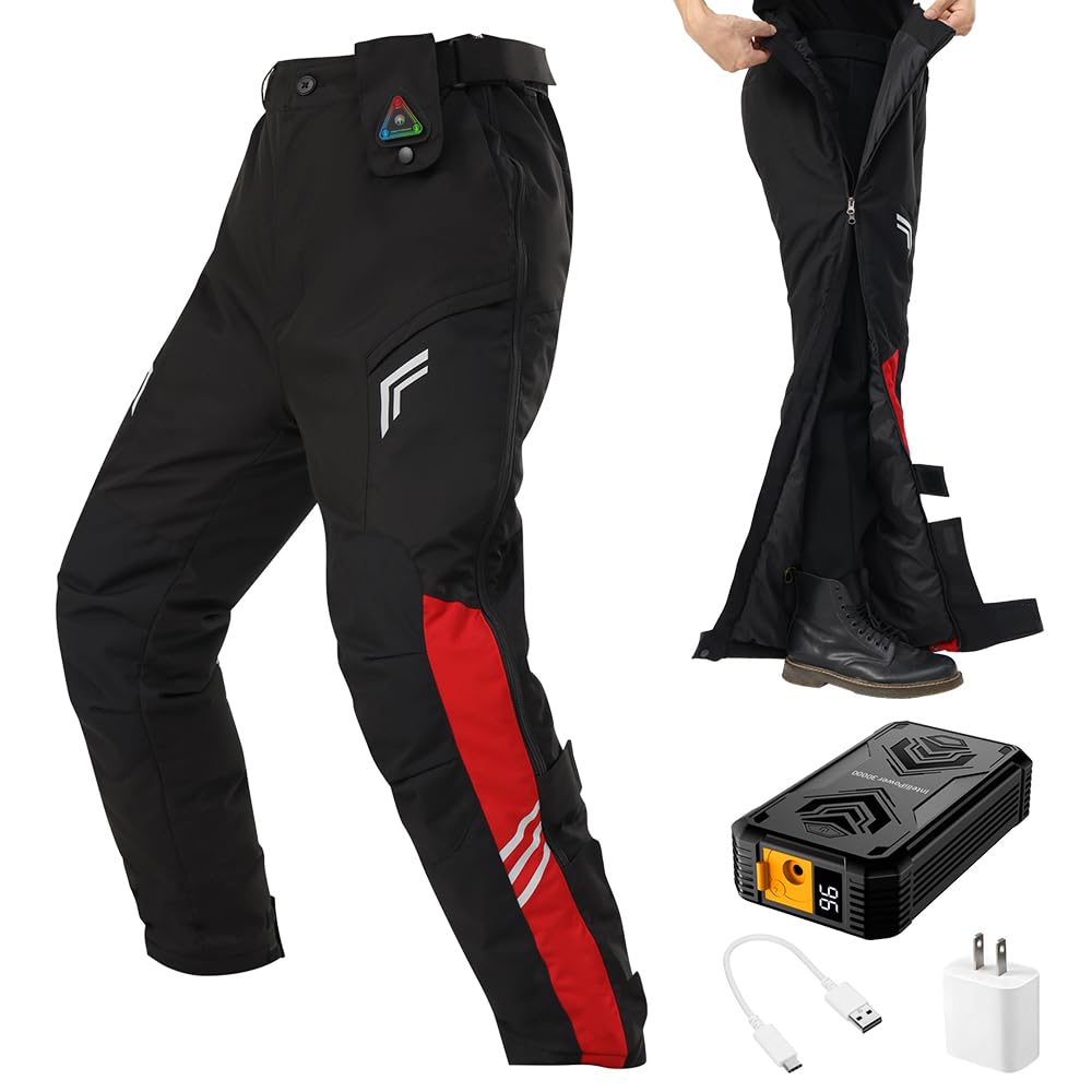 

Wotivon Electric Heated Motorcycle Pants Ultra High Instant Large Heated Pants with Independent Temperature DC Power Washable Black [12V Output,