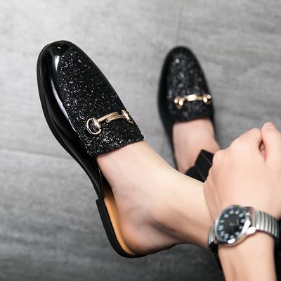 Sequins Half-drag No Help Small Leather Shoes Spring and Autumn 2025 New Men's Wear Breathable Lazy One Pedal Casual Shoes